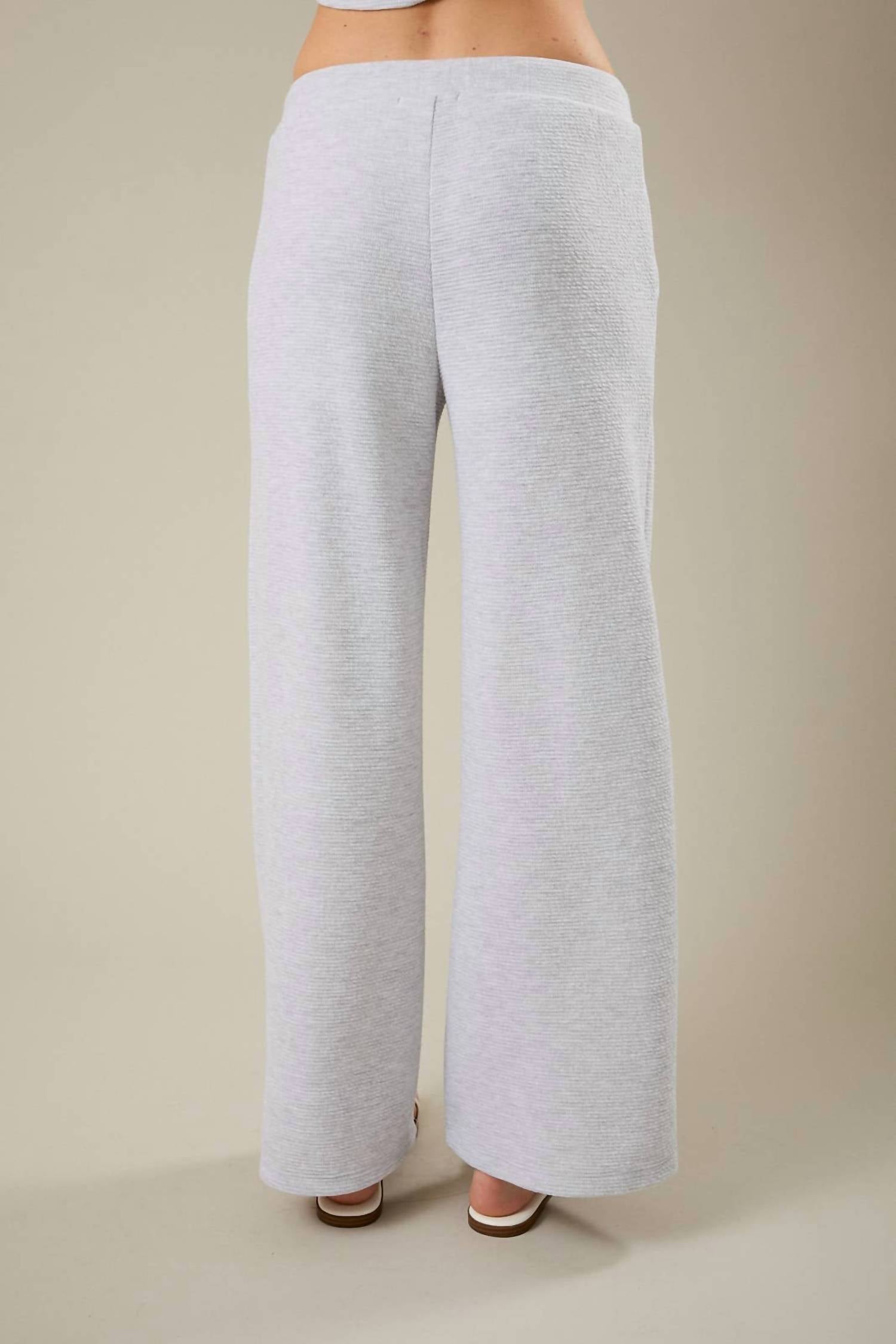 GILLI Mid Rise Drawstring Wide Leg Pants in heather grey - women's pants - alternate view