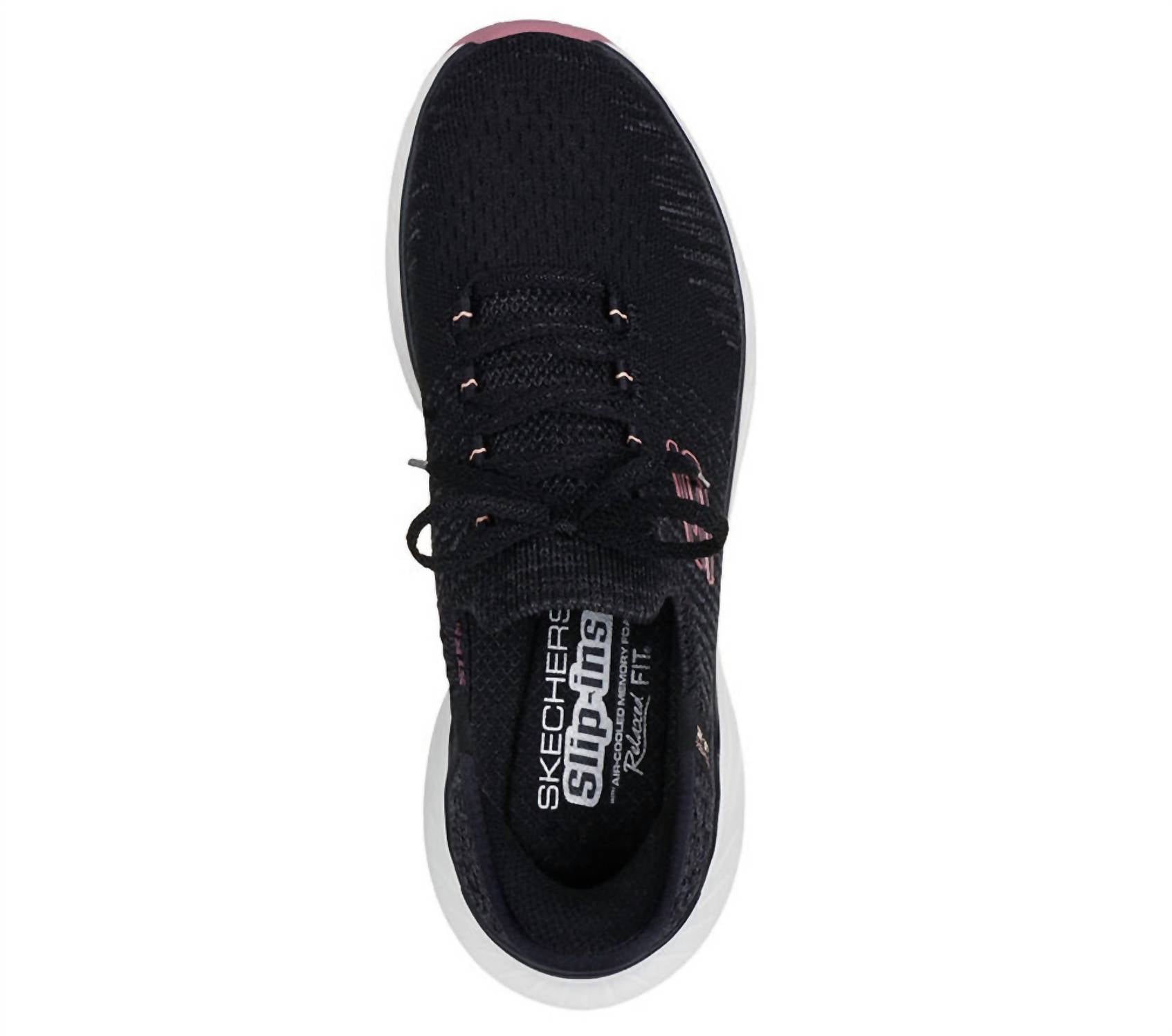Skechers Women's Edgeride-impression Shoes in black pink - women's sneaker - detail view