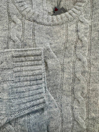 Alashan Cashmere Men's Cable Crew Neck Sweater in heather grey - men's sweater - alternate view