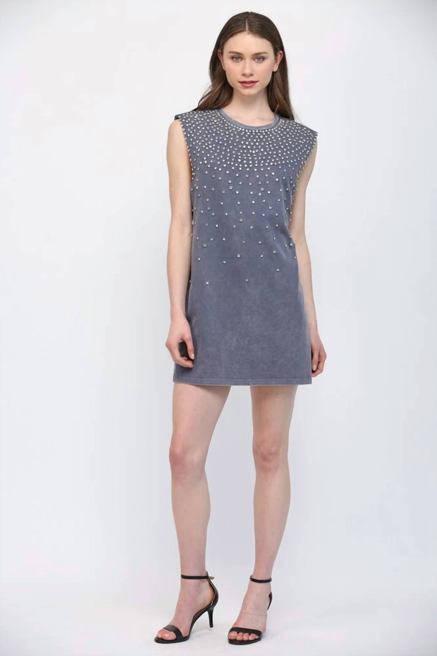 Fate - Studs Embellished Washed Tunic Dress