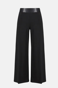 Joseph Ribkoff Silky Knit & Leatherette Wide-leg Pants in black 1 - women's pants - view 4