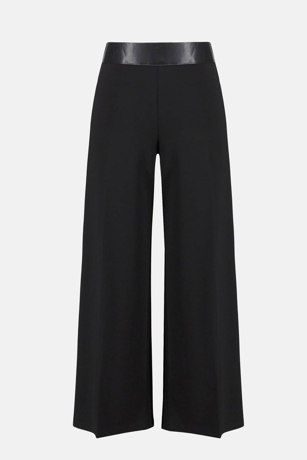 Joseph Ribkoff Silky Knit & Leatherette Wide-leg Pants in black 1 - women's pants - view 4