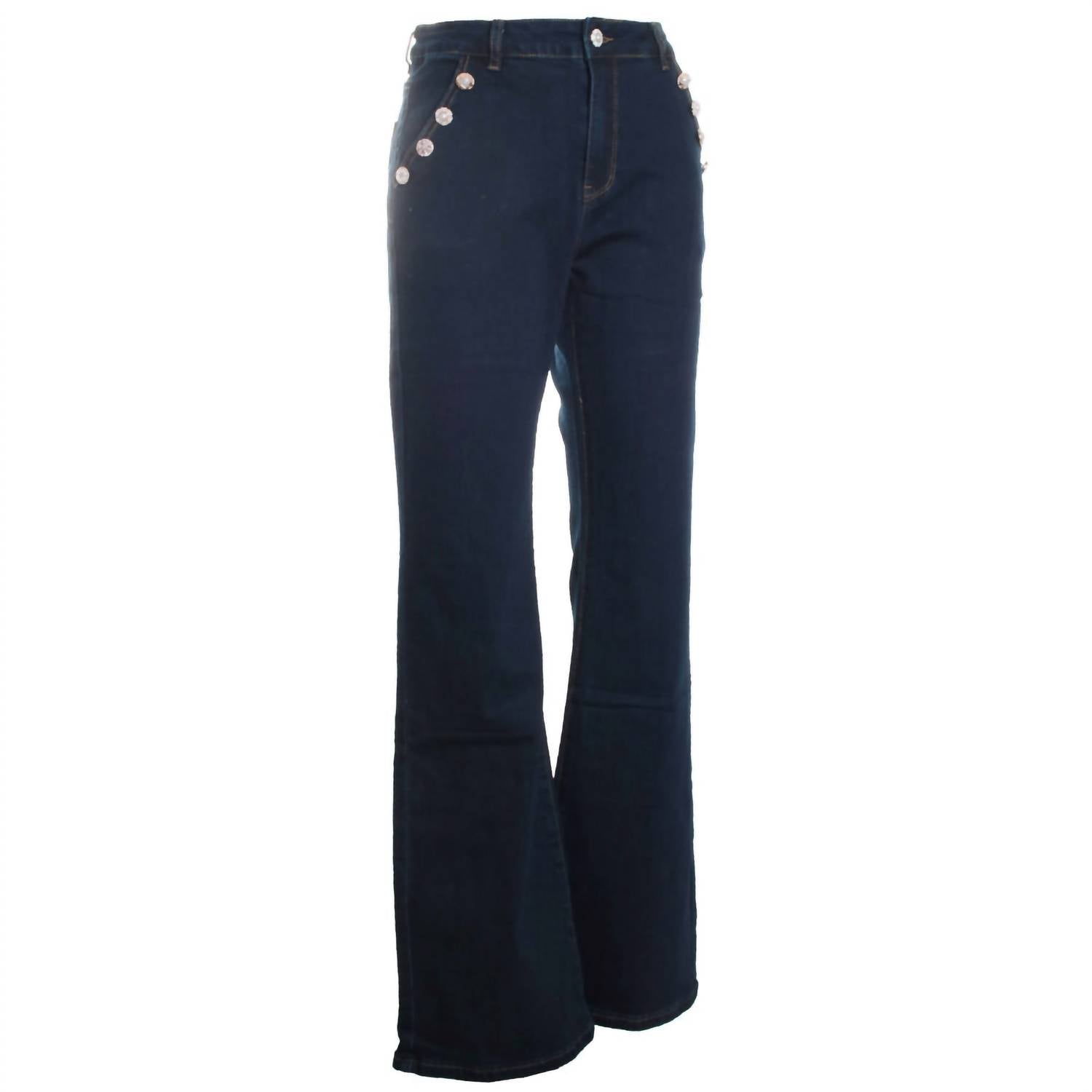 Oolala - Women's Button Trim Denim Jean