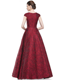 Marsoni by Colors Jacquard Brocade Ballgown in wine - women's dress - alternate view