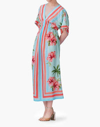 America & Beyond - Short Sleeves Midi Dress