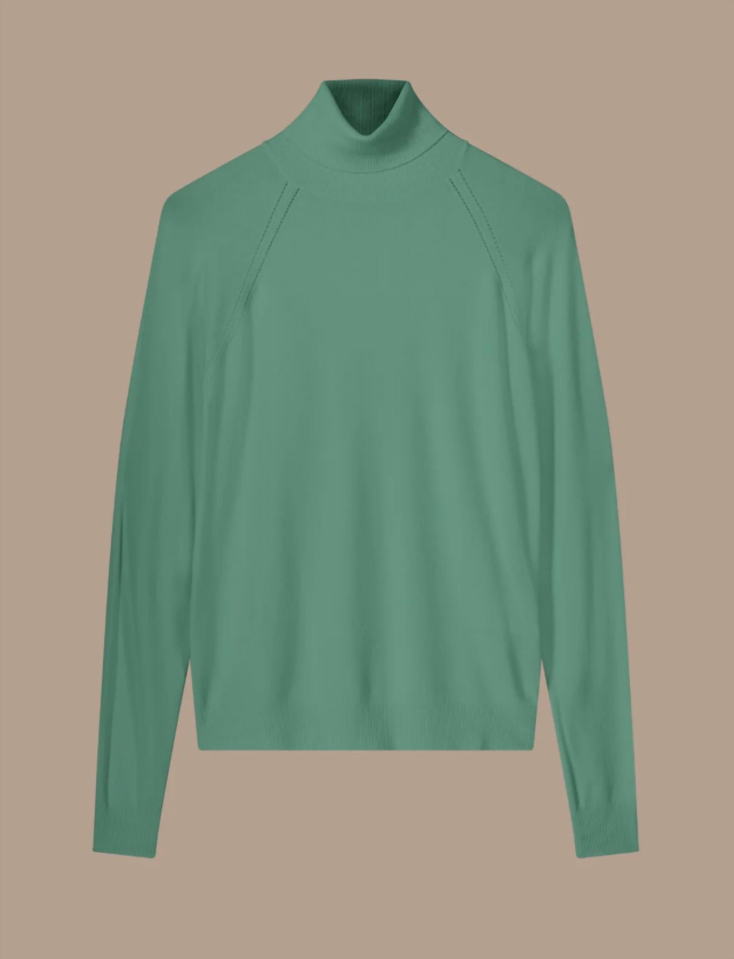 summum Turtle Neck Basic Knit Sweater in jade - women's sweater - alternate view