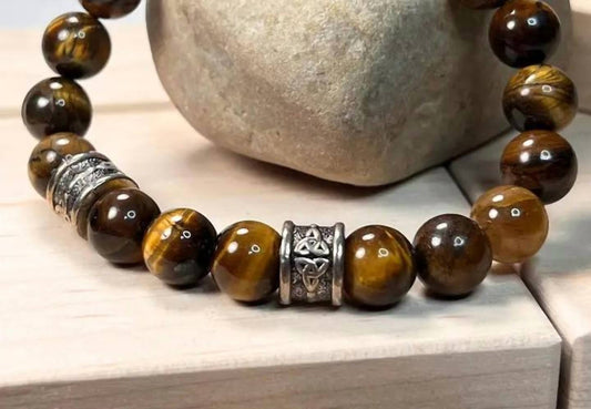 Faire - Unisex - Genuine Tiger's Eye Bracelet with Trinity Knot
