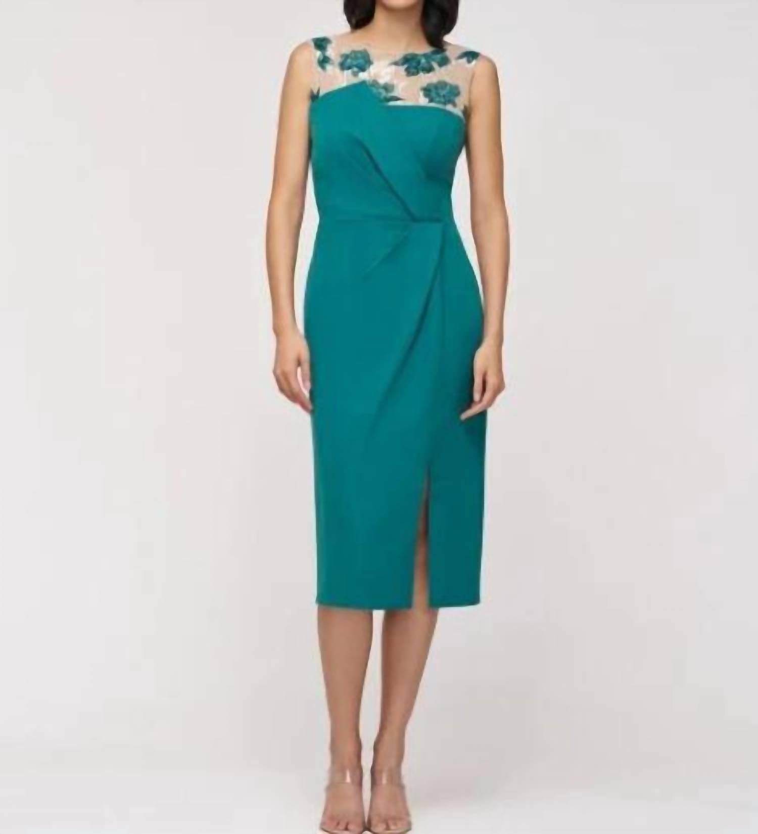 Js Collections - Adelaide Illusion-yoke Sheath Dress