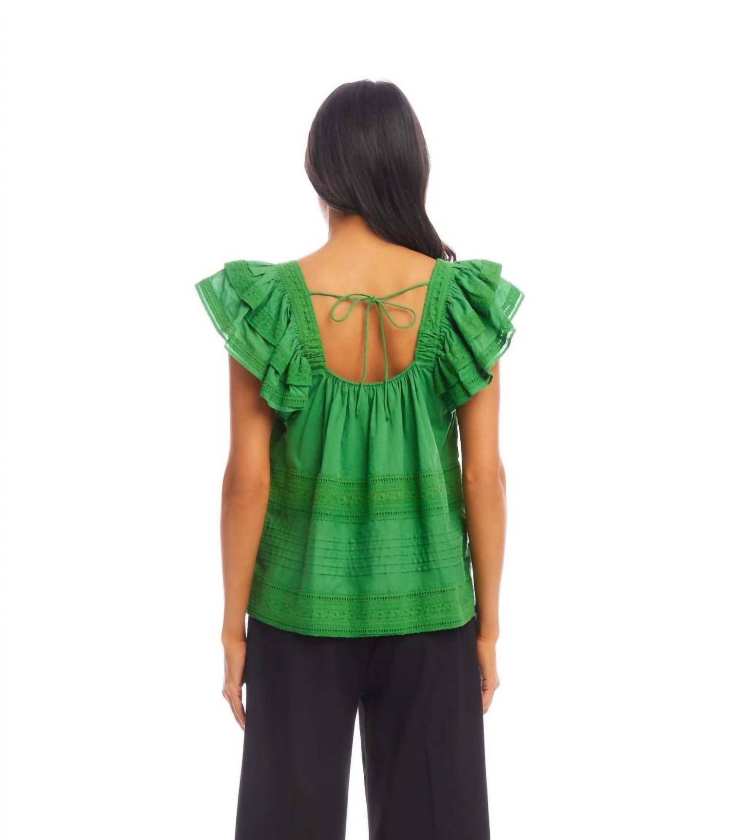 Karen Kane - Embroidered Ruffle Sleeve Blouse