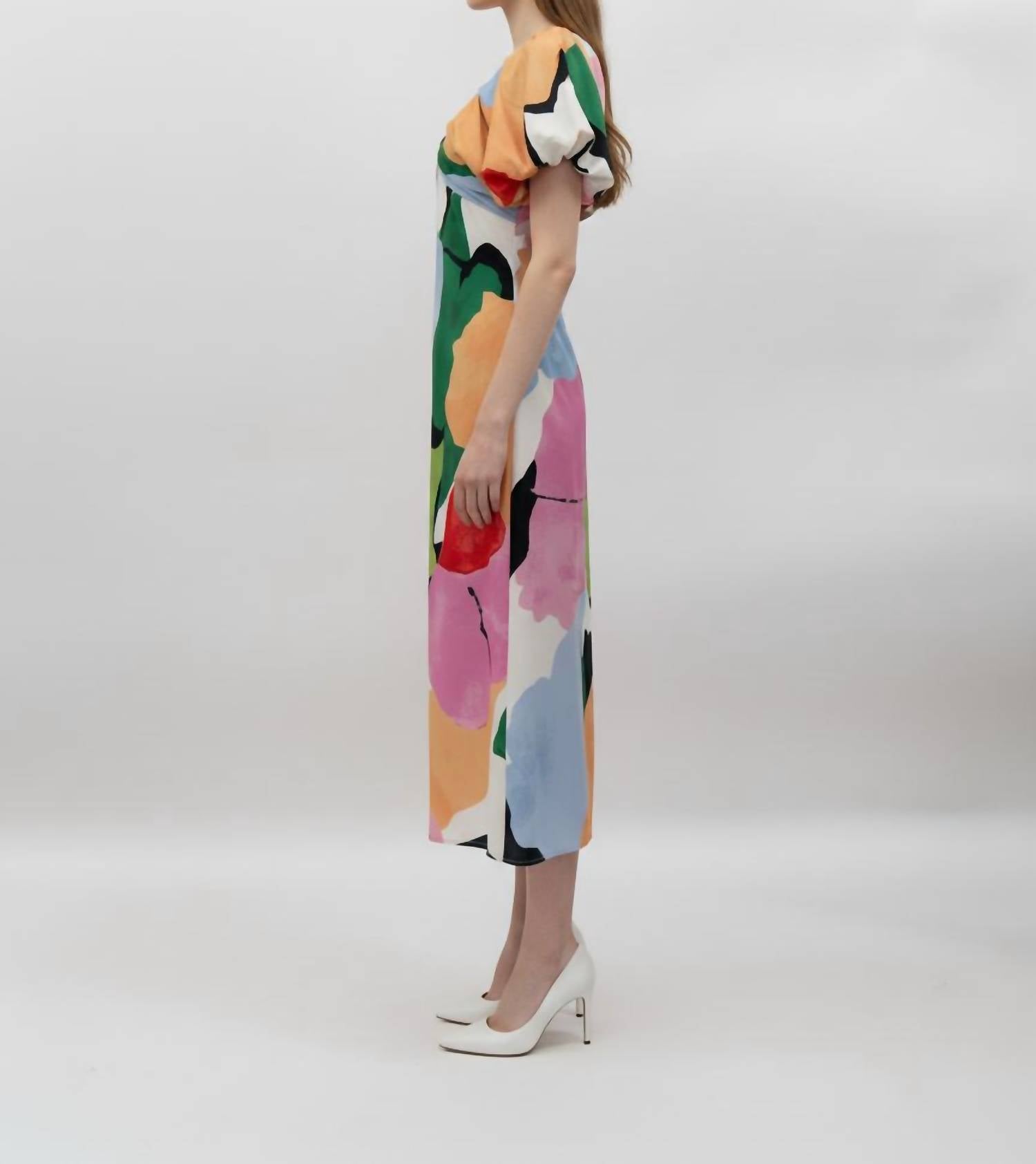 Fore Collection - Puff Sleeve V Neck Maxi Dress