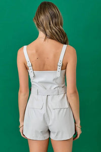 Day + Moon - Sleeveless Romper With Belt