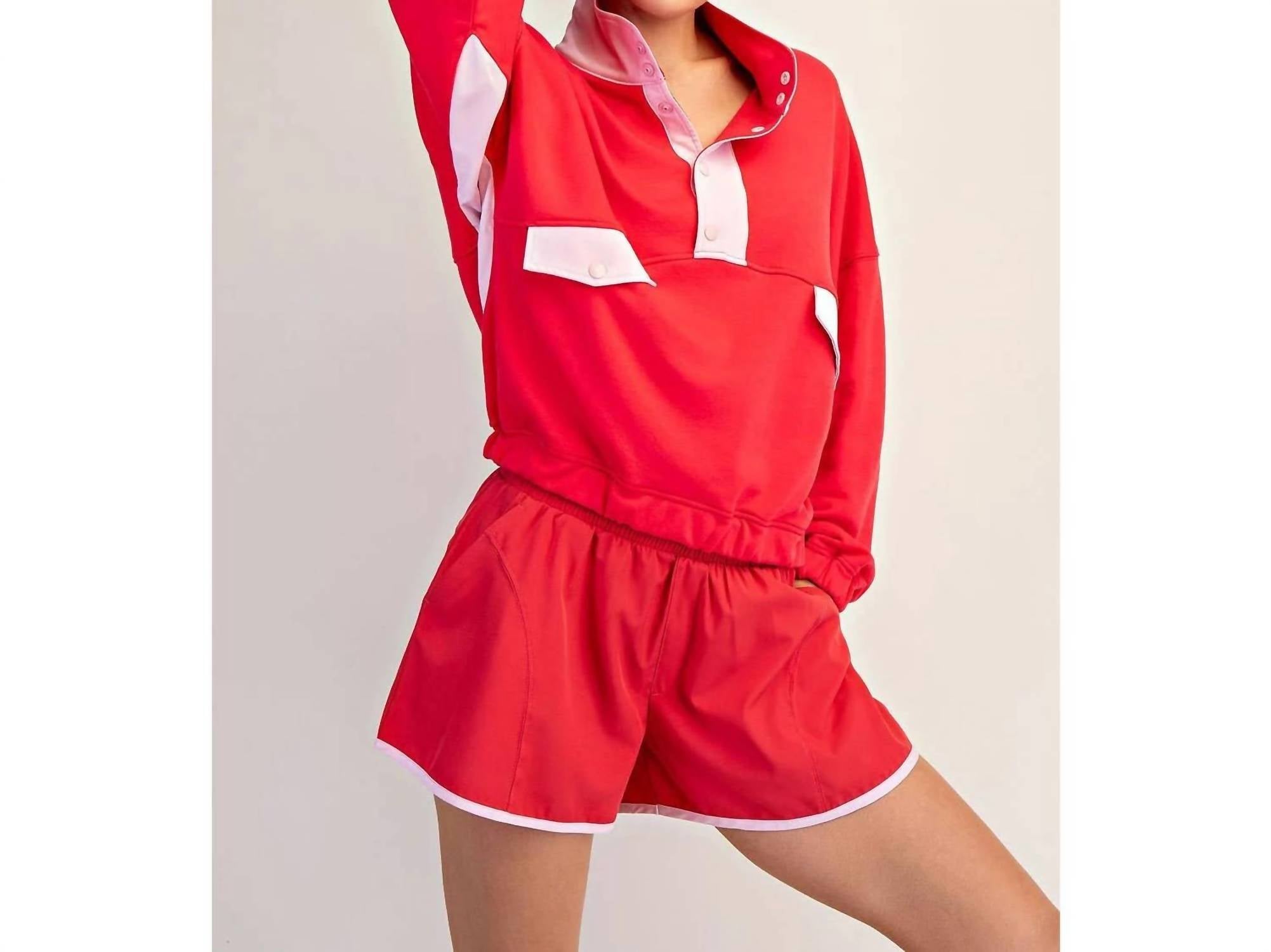 Rae Mode - Color Contrast Top And Pants Set