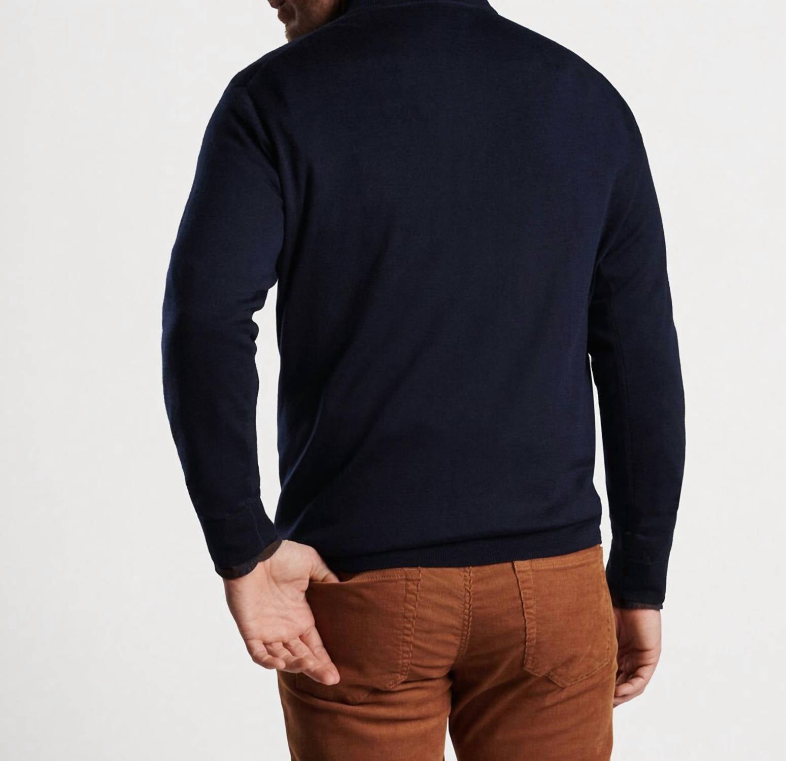 Peter Millar - Autumn Crest Suede Trim 1/4 Zip Sweater