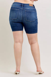Judy Blue Mid Rise Bermuda Denim Short in blue - women's shorts - view 7