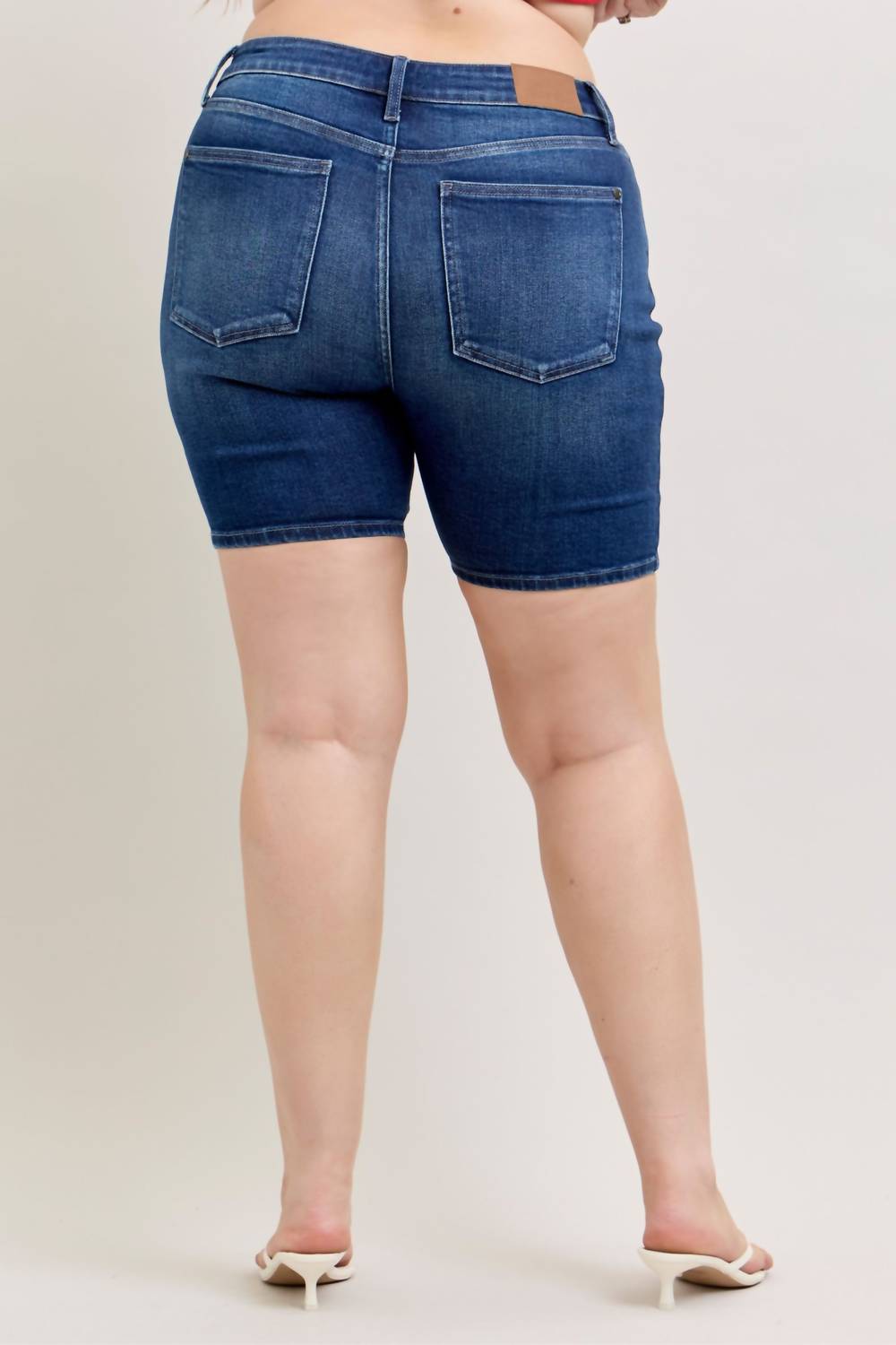Judy Blue Mid Rise Bermuda Denim Short in blue - women's shorts - view 7
