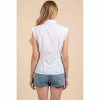 Pinch - Sleeveless Peplum Button Down Shirt