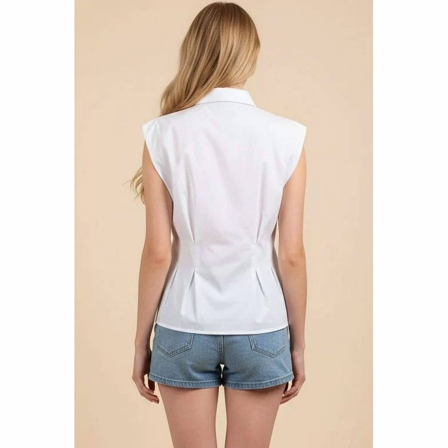 Pinch - Sleeveless Peplum Button Down Shirt