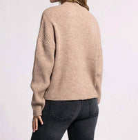 Thread & Supply Lana Crew Neck Sweater in heather mocha - women's sweater - alternate view