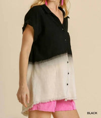 Umgee - Ellie Bleached Dip Dye Button Down Top