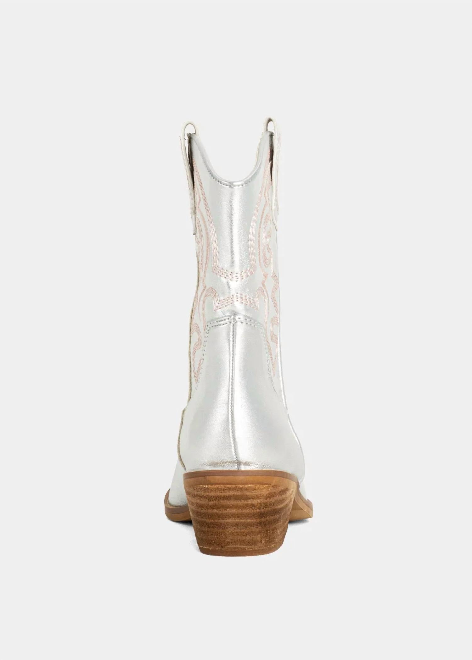 SHU SHOP Girl's Zita Mini Western Boots in silver - kids' boots - alternate view