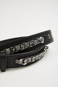 LEATHER BELT WITH CHAIN