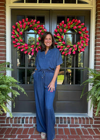 Allie Rose - Washed Chambray Denim Wide Leg Pant