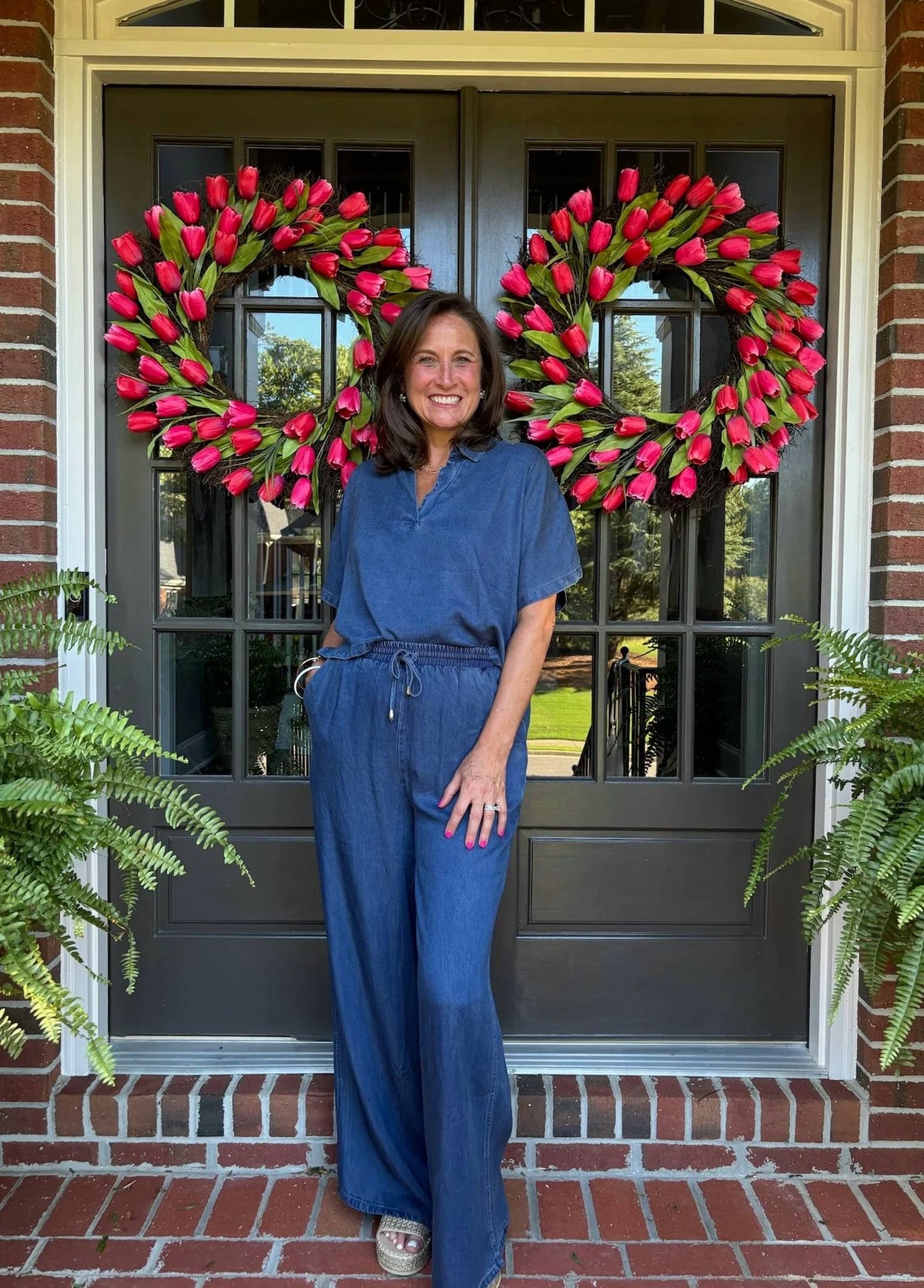 Allie Rose - Washed Chambray Denim Wide Leg Pant