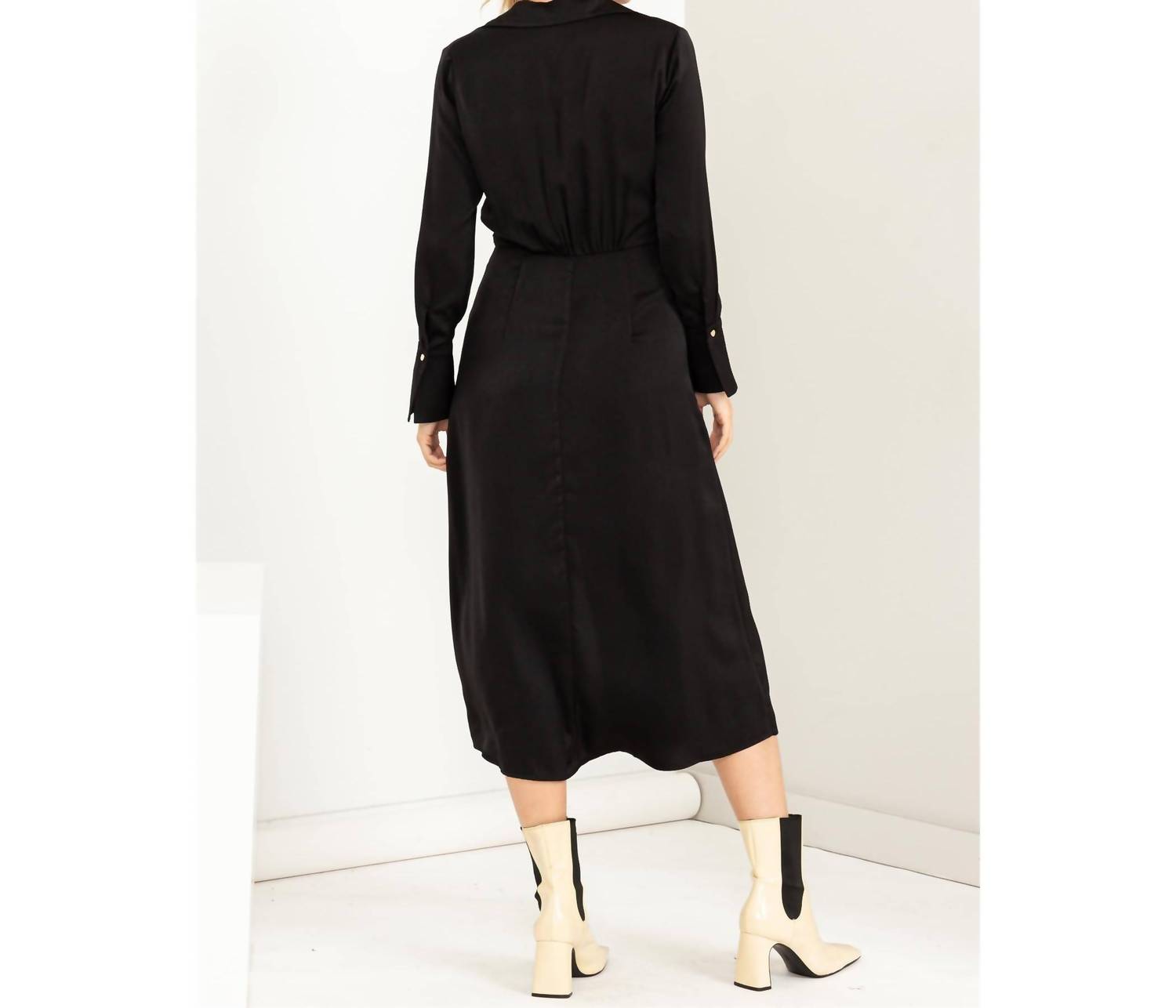 Hyfve - Kind Hearted Satin Wrap Effect Midi Dress