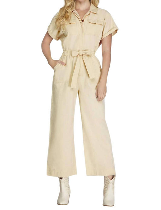 She + Sky - SHORT SLEEVE BUTTON FRONT JUMPSUIT