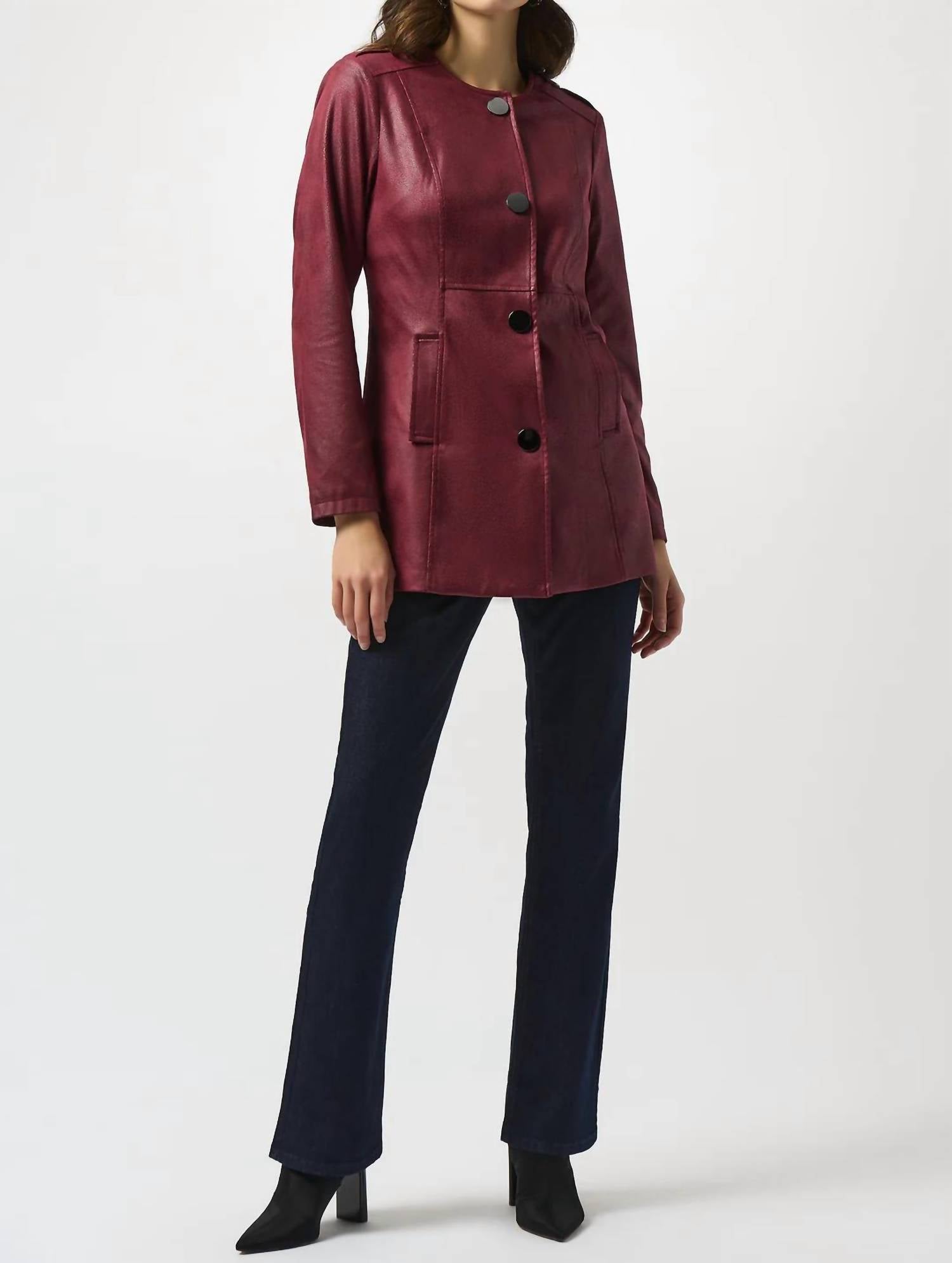Joseph Ribkoff - Long Sleeve Faux Suede Jacket