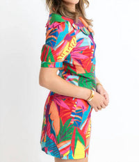 Karlie - Birds Of Paradise Scallop Collar Puff Sleeve Dress
