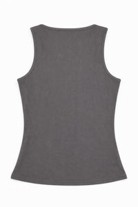 Pretty Garbage Women's Buckle Tank Top in gray - women's tank top - detail view