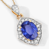 Diana M Jewels Women's Oval Natural Sapphire Pendant Necklace (2.35 Ct) - Classic Plus in 18k yellow gold - women's jewelry - detail view
