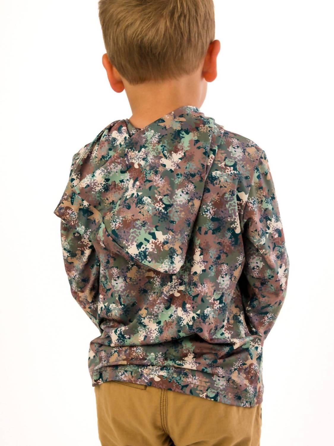 Rufflebutts - Boys' Long-sleeve Little Deer Lodge Performance Hooded Shirt