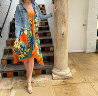 Stacy Bradley Light Denim Jacket in orange feather - women's jacket