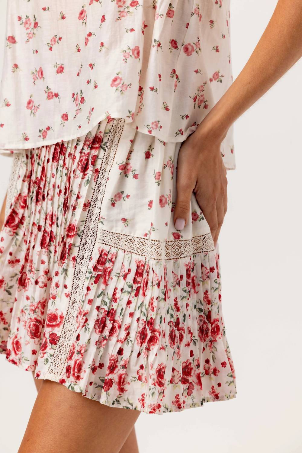 sundays Camari Lace Mini Skirt in rosebud - women's skirt - detail view