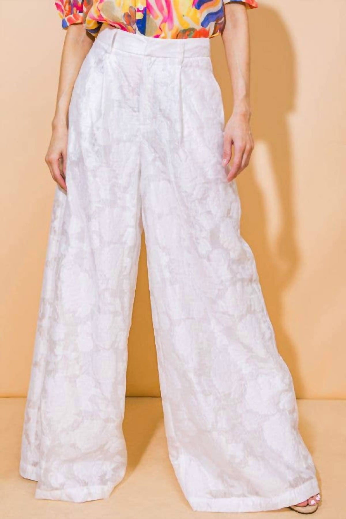 Flying Tomato - Textured Wide Leg Woven Pants