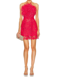 Oscar De La Renta - Floral-appliqué Lace Mini Dress