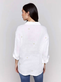 CHARLIE B Heart Embroidered Blouse in white gold - women's blouse - alternate view