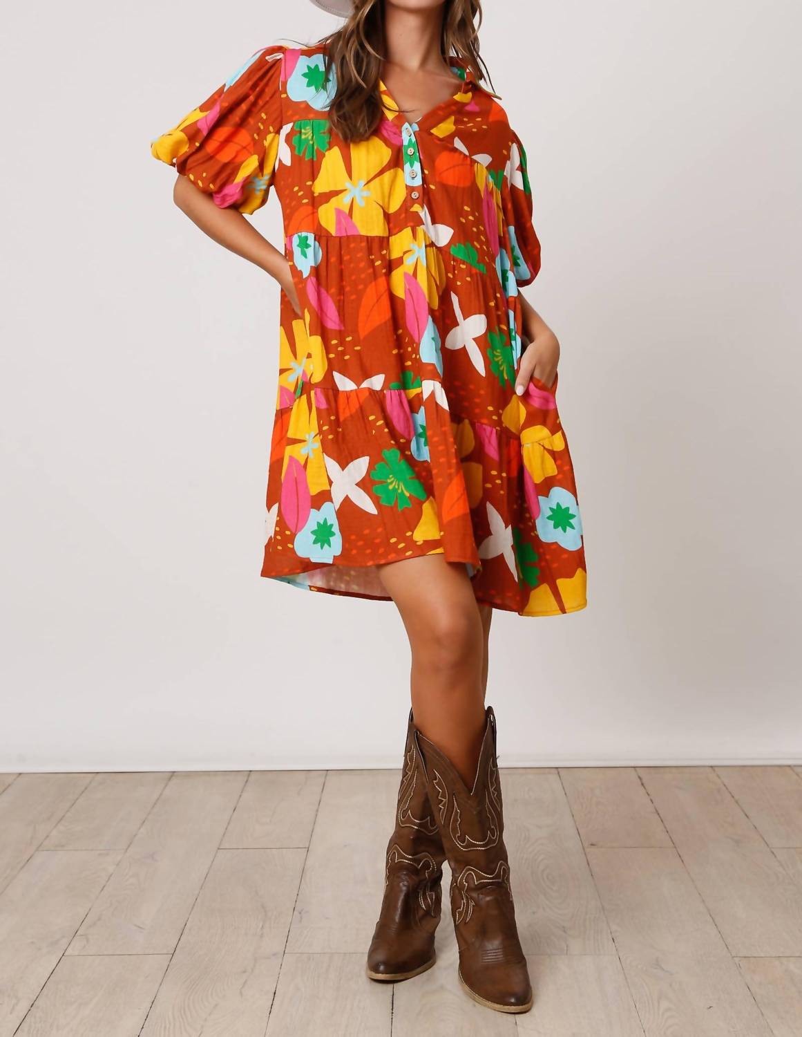 Peach Love - Jasmine Floral Print Gauze Dress