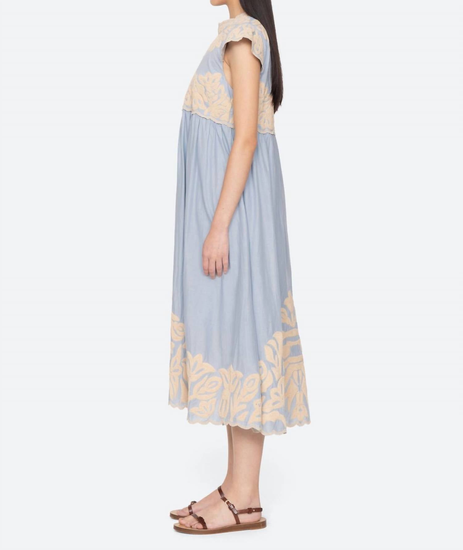 Sea - Alexandra Embroidery Cap Sleeve Midi Dress