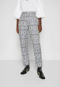 Munthe - Pre-loved Cottage Pants With Geometric Ikat Brocade Pattern