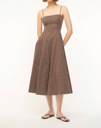 Aureum Wylie Dress in dark oak micro stripe - women's dress - detail view