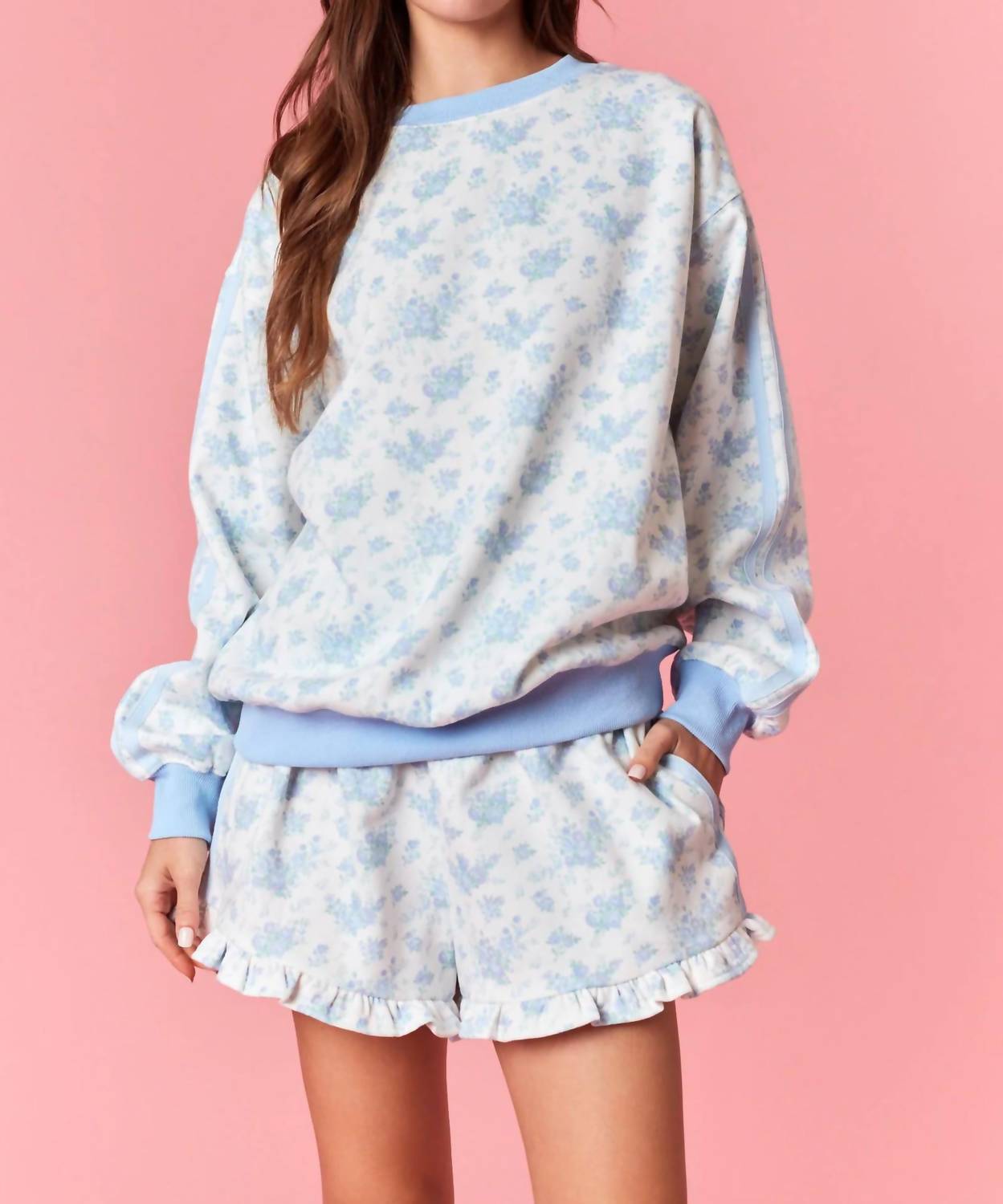 Peach Love - Soft Skies Floral Sweatshirt