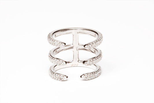 Avenue Chic - Women's Three Line Cz Cuff Ring