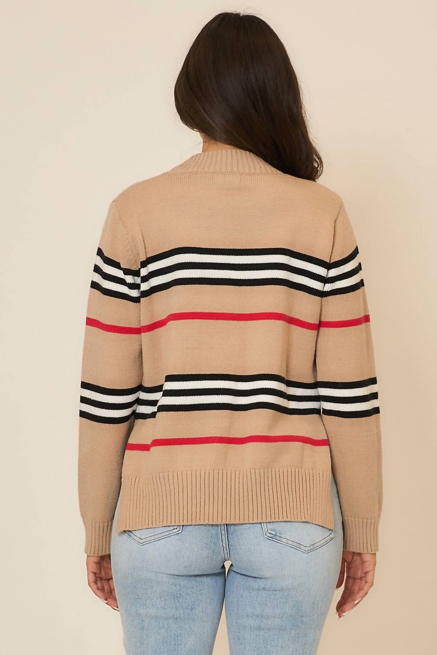 Cozy Co. - Striped Knit Sweater Top