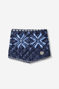 Powder Puff Collection Women's Quilted Pullover Neck Warmer in navy snowflake - women's jacket