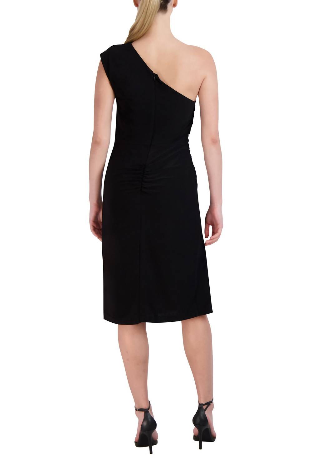 Laundry By Shelli Segal - One Shoulder Gathered Side Solid Sheath Ity Dress