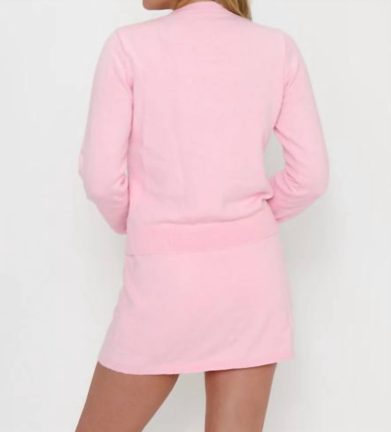 Show Me Your Mumu Café Cardigan in pink knit - women's cardigan - detail view