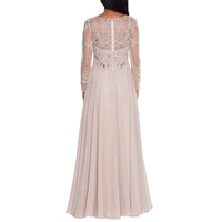 Xscape - Mason Beaded Long Sleeve Chiffon Gown -plus